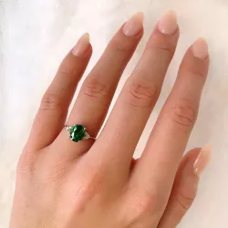 Ovaler grünem Zirkon Ring aus Silber