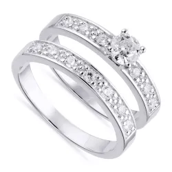 Breit weißem Zirkon Ring aus Silber