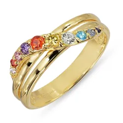 mehrfarbigem Zirkon Ring aus vergoldetem Sterlingsilber