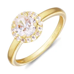 Zirkon Ring aus vergoldetem Sterlingsilber