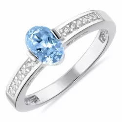 blauem Silber Ring aus rhodiniertem Silber