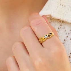 mehrfarbigem Zirkon Ring aus vergoldetem Sterlingsilber