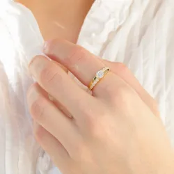 Elegant runder zirkon ring aus vergoldetem sterlingsilber