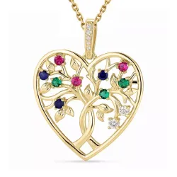 Herz Lebensbaum Zirkon Halskette aus vergoldetem Sterlingsilber und Anhänger aus vergoldetem Sterlingsilber