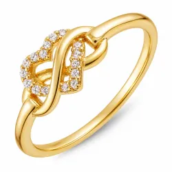 Herzen Zirkon Ring aus vergoldetes Messing