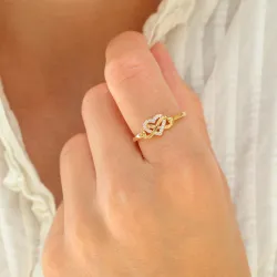 Herzen Zirkon Ring aus vergoldetes Messing