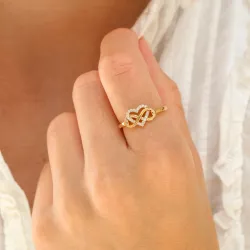 Herzen Zirkon Ring aus vergoldetes Messing