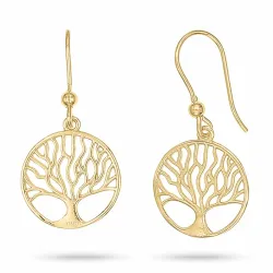 lange Lebensbaum Ohrringe in vergoldetem Silber