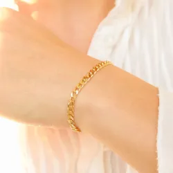 Panzerarmband aus vergoldetem Sterlingsilber 18,5 cm x 4,3 mm