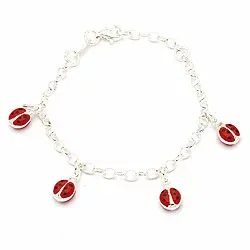 rotem Kinderarmband aus Silber und Marienkäfer aus Silber - Little Ones