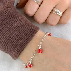 rotem Kinderarmband aus Silber und Marienkäfer aus Silber - Little Ones