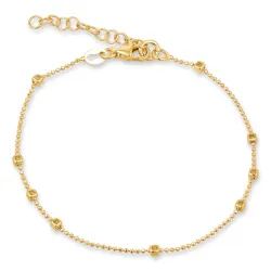 Kugelkettenarmband aus vergoldetem Sterlingsilber 17 plus 3 cm x 2,1 mm