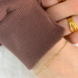 Kugelkettenarmband aus vergoldetem Sterlingsilber 17 plus 3 cm x 2,1 mm