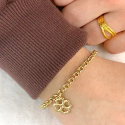 Kleeblatt Ankerarmband aus vergoldetem Sterlingsilber und Anhänger aus vergoldetem Sterlingsilber
