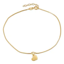 Herz Fußkette aus vergoldetem Sterlingsilber und Anhänger aus vergoldetem Sterlingsilber