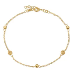 Kugel Fußkette aus vergoldetem Sterlingsilber und Anhänger aus vergoldetem Sterlingsilber