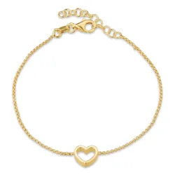 Herz Armband aus vergoldetem Sterlingsilber und Anhänger aus vergoldetem Sterlingsilber