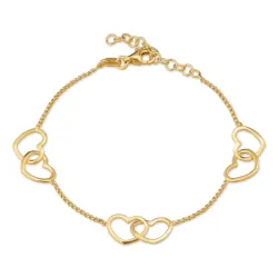 Herz Armband aus vergoldetem Sterlingsilber und Anhänger aus vergoldetem Sterlingsilber