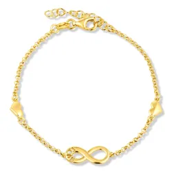 infinity Armband aus vergoldetem Sterlingsilber und Anhänger aus vergoldetem Sterlingsilber