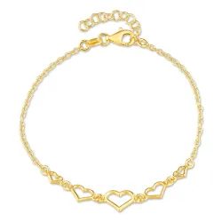 Herz Armband aus vergoldetem Sterlingsilber und Anhänger aus vergoldetem Sterlingsilber