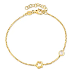 Blumen Armband aus vergoldetem Sterlingsilber und Anhänger aus vergoldetem Sterlingsilber