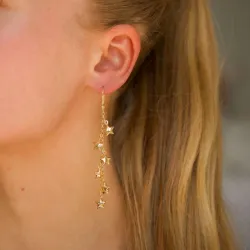 lange Stern ketten ohrringe in vergoldetem Silber