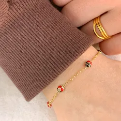 Marienkäfer Armband aus vergoldetem Sterlingsilber und Anhänger aus vergoldetem Sterlingsilber
