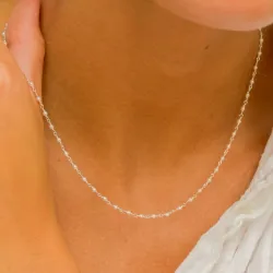 runder weißem Perle Halskette aus Silber 40 cm + 5 cm x 2,7 mm