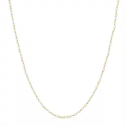 runder weißem Perle Halskette aus vergoldetem Sterlingsilber 40 cm plus 5 cm x 2,7 mm