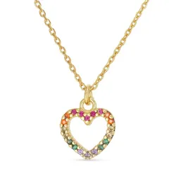 Herz mehrfarbigem Zirkon Halskette mit Anhänger aus vergoldetem Sterlingsilber