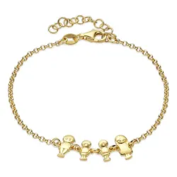 familie Armband aus vergoldetem Sterlingsilber und Vater - Sohn - Sohn - Mutter aus vergoldetem Sterlingsilber