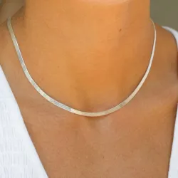 Flach Schlangenhalskette aus Silber 40 plus 5 cm x 