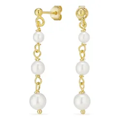 lange Perle ketten ohrringe in vergoldetem Silber