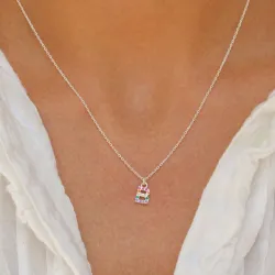 buchstab b mehrfarbigem Zirkon Halskette aus Silber - My Letter