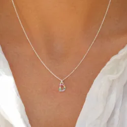 buchstab d mehrfarbigem Zirkon Halskette aus Silber - My Letter