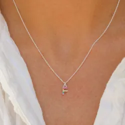 buchstab f mehrfarbigem Zirkon Halskette aus Silber - My Letter