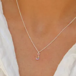 buchstab j mehrfarbigem Zirkon Halskette aus Silber - My Letter