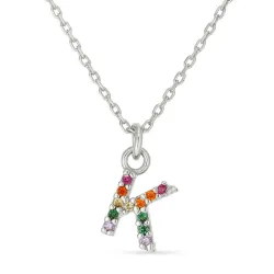 buchstab k mehrfarbigem Zirkon Halskette aus Silber - My Letter