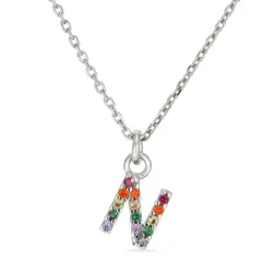 buchstab n mehrfarbigem Zirkon Halskette aus Silber - My Letter