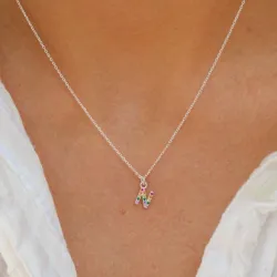 buchstab n mehrfarbigem Zirkon Halskette aus Silber - My Letter