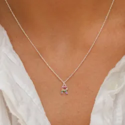 buchstab r mehrfarbigem Zirkon Halskette aus Silber - My Letter