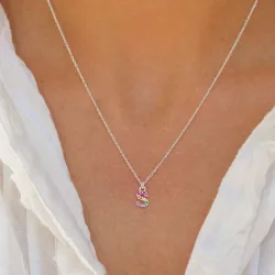 buchstab s mehrfarbigem Zirkon Halskette aus Silber - My Letter