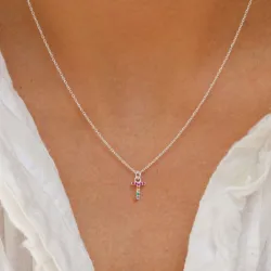 buchstab t mehrfarbigem Zirkon Halskette aus Silber - My Letter