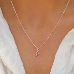 buchstab v mehrfarbigem Zirkon Halskette aus Silber - My Letter