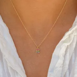 buchstab b mehrfarbigem Zirkon Halskette aus vergoldetem Sterlingsilber - My Letter