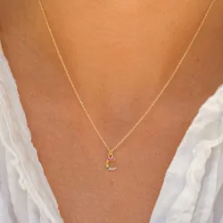 buchstab c mehrfarbigem Zirkon Halskette aus vergoldetem Sterlingsilber - My Letter