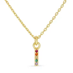buchstab i mehrfarbigem Zirkon Halskette aus vergoldetem Sterlingsilber - My Letter