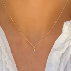 buchstab j mehrfarbigem Zirkon Halskette aus vergoldetem Sterlingsilber - My Letter