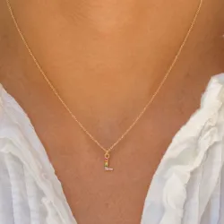 buchstab l mehrfarbigem Zirkon Halskette aus vergoldetem Sterlingsilber - My Letter