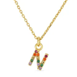 buchstab n mehrfarbigem Zirkon Halskette aus vergoldetem Sterlingsilber - My Letter